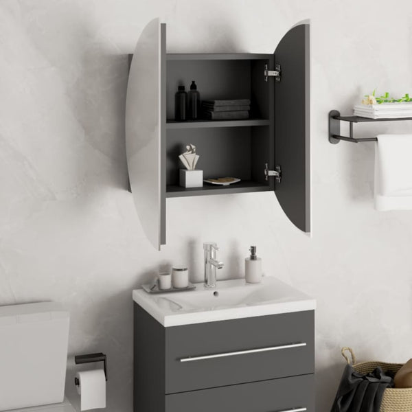 Badezimmerschrank Grau mit LED Spiegel 47cm