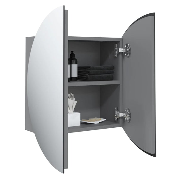 Badezimmerschrank Grau mit LED Spiegel 47cm