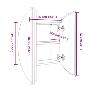 Badezimmerschrank Grau mit LED Spiegel 47cm