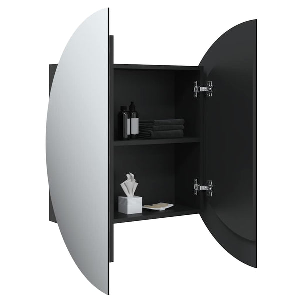 Badezimmerschrank mit Spiegel & LED Schwarz 54cm