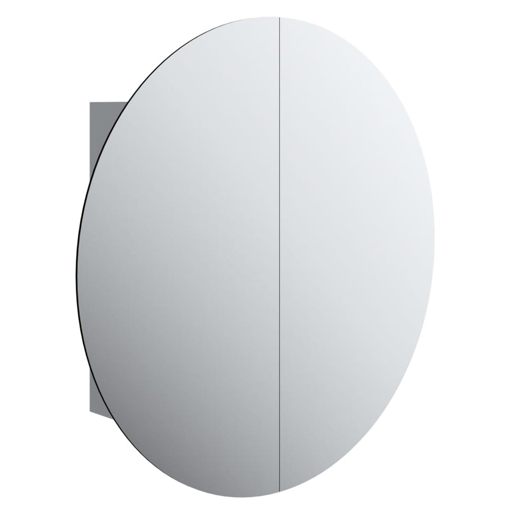vidaXL Meuble de salle de bain avec miroir rond et LED gris 54x54x17,5 cm