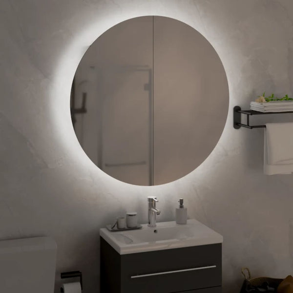 Badezimmerschrank mit Spiegel & LED Grau 54cm