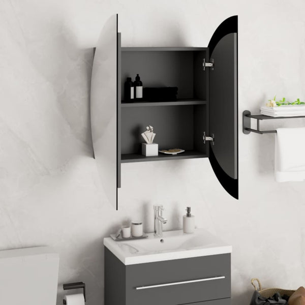 Badezimmerschrank mit Spiegel & LED Grau 54cm