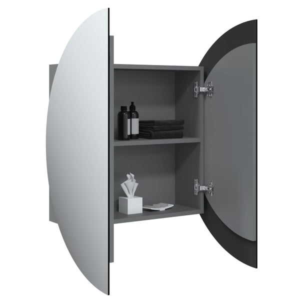 Badezimmerschrank mit Spiegel & LED Grau 54cm