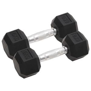 Kurzhantel-Set 12 kg Gusseisen mit Gummierung