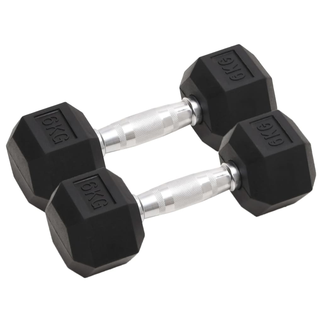 Kurzhantel-Set 12 kg Gusseisen mit Gummierung