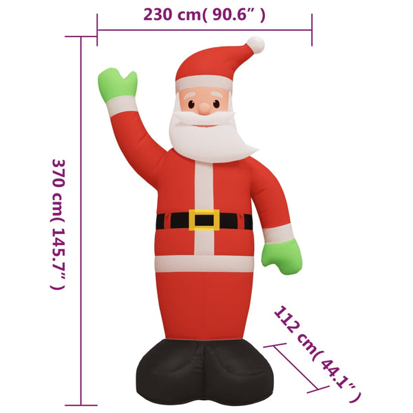 Aufblasbarer Weihnachtsmann mit LEDs 370 cm