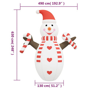Aufblasbarer LED Schneemann 630 cm