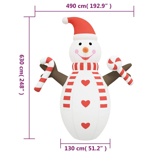 Aufblasbarer LED Schneemann 630 cm