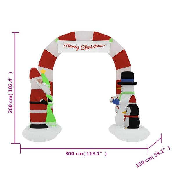 Aufblasbarer Weihnachtstor mit LEDs 260cm
