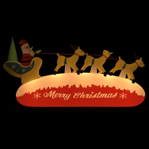 Aufblasbarer Weihnachtsmann mit Rentieren LED