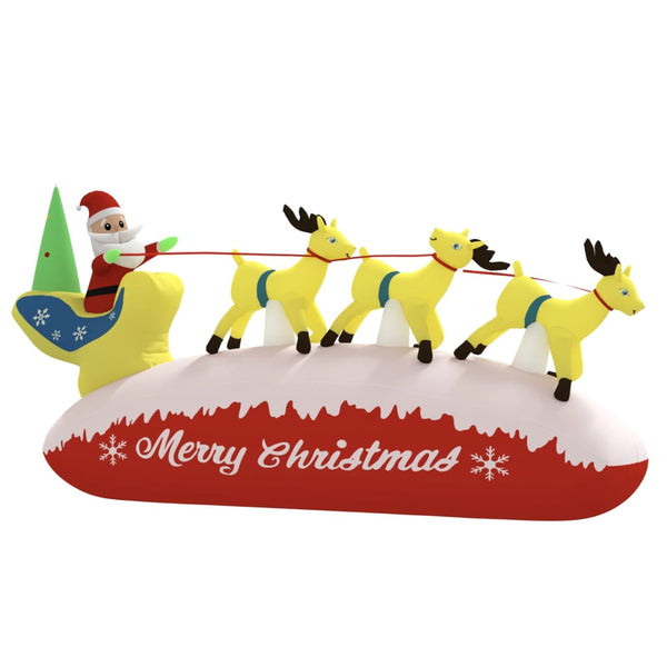 Aufblasbarer Weihnachtsmann mit Rentieren LED