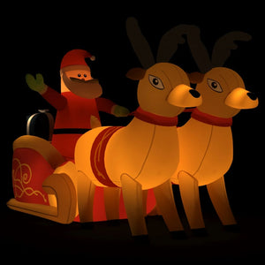 Aufblasbarer Weihnachtsmann mit Rentieren LED 130cm