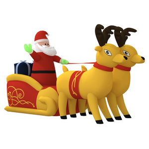 Aufblasbarer Weihnachtsmann mit Rentieren LED 130cm