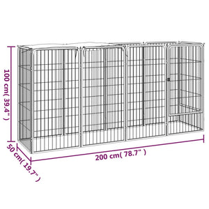 10-tlg. Hundelaufstall Schwarz 50x100cm Stahl Pulverbeschichtet