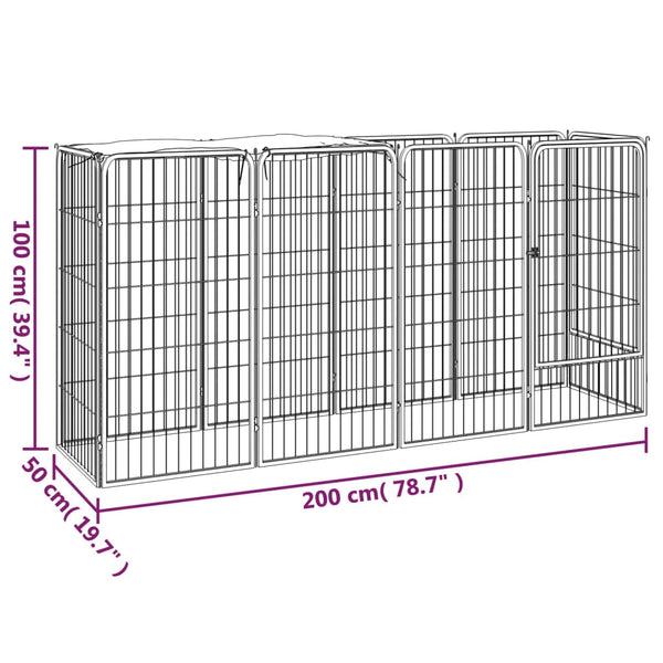 10-tlg. Hundelaufstall Schwarz 50x100cm Stahl Pulverbeschichtet