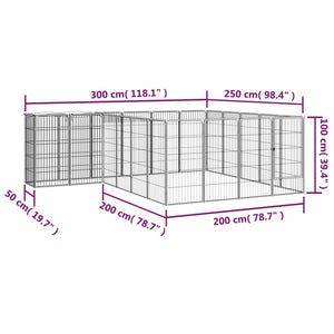 22-tlg. Hundelaufstall Schwarz 50x100cm Stahl Pulverbeschichtet