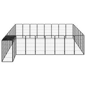 34-tlg. Hundelaufstall Schwarz 50x100cm Stahl Pulverbeschichtet