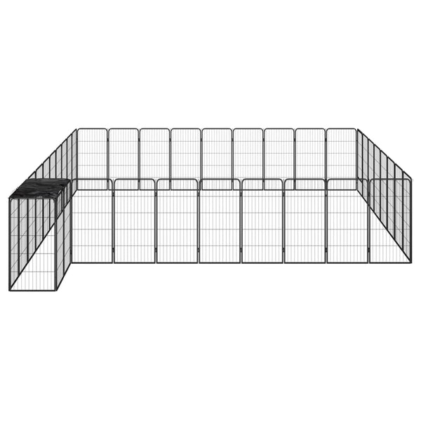vidaXL Parc pour chiens 38 pièces noir 50x100 cm acier thermolaqué