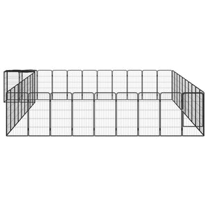 42-tlg. Hundelaufstall Schwarz 50x100cm Stahl Pulverbeschichtet