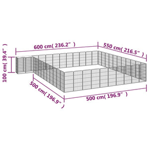 46-tlg. Hundelaufstall Schwarz 50x100cm Stahl Pulverbeschichtet