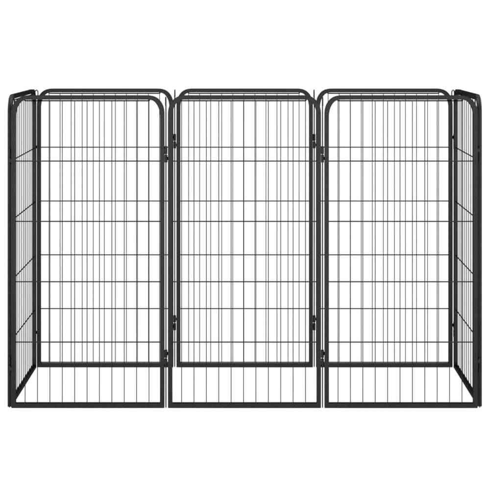 8-tlg. Hundelaufstall Schwarz 50x100 cm Stahl Pulverbeschichtet