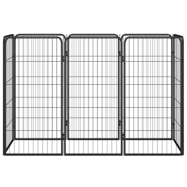 8-tlg. Hundelaufstall Schwarz 50x100 cm Stahl Pulverbeschichtet