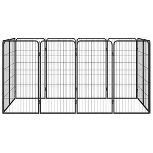 12-tlg. Hundelaufstall Schwarz 50x100cm Stahl Pulverbeschichtet