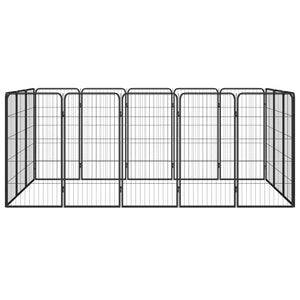 16-tlg. Hundelaufstall Schwarz 50x100cm Stahl Pulverbeschichtet