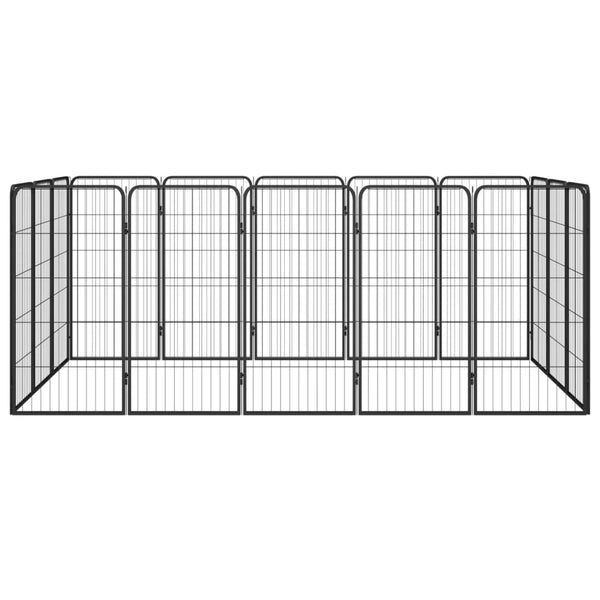16-tlg. Hundelaufstall Schwarz 50x100cm Stahl Pulverbeschichtet