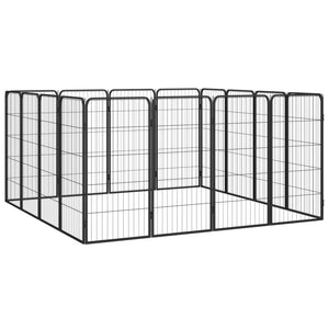 16-tlg. Hundelaufstall Schwarz 50x100cm Stahl Pulverbeschichtet