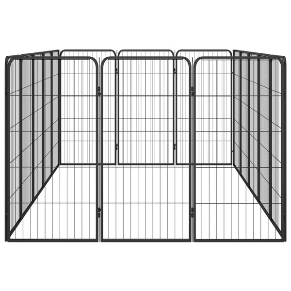 16-tlg. Hundelaufstall Schwarz 50x100cm Stahl Pulverbeschichtet