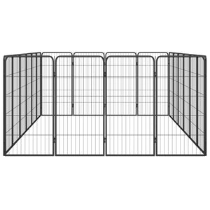20-tlg. Hundelaufstall Schwarz 50x100cm Stahl Pulverbeschichtet