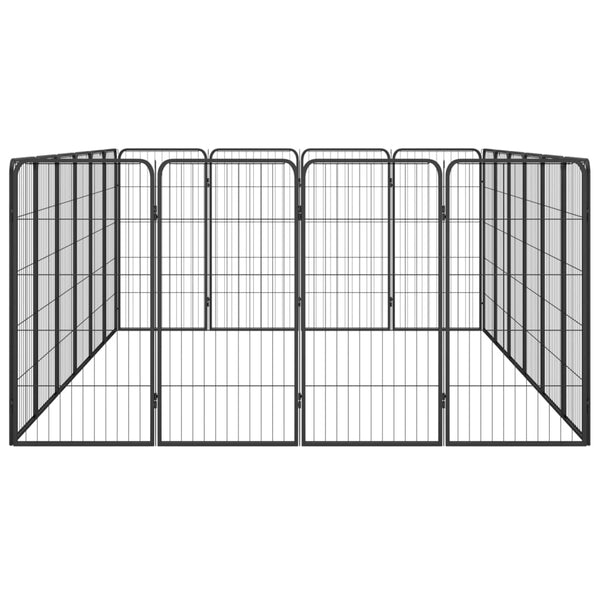 20-tlg. Hundelaufstall Schwarz 50x100cm Stahl Pulverbeschichtet