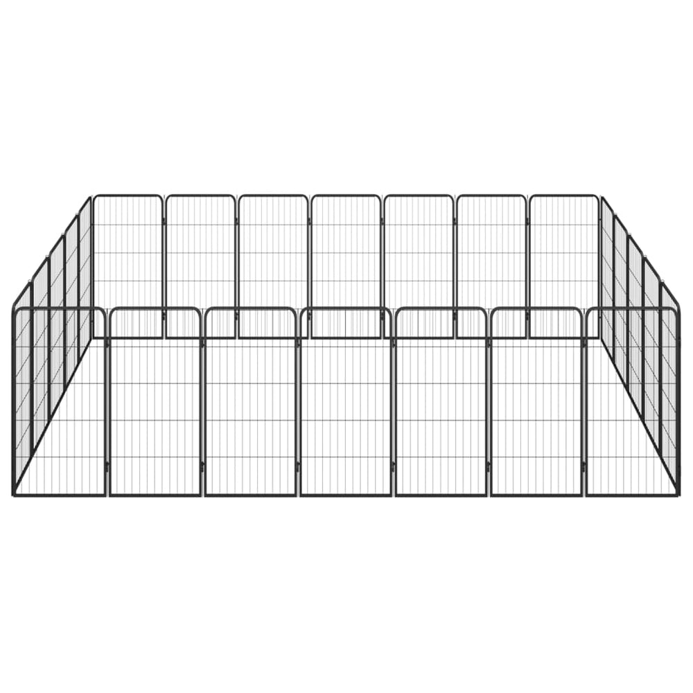 24-tlg. Hundelaufstall Schwarz 50x100cm Stahl Pulverbeschichtet