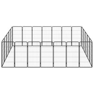 24-tlg. Hundelaufstall Schwarz 50x100cm Stahl Pulverbeschichtet