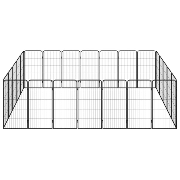 24-tlg. Hundelaufstall Schwarz 50x100cm Stahl Pulverbeschichtet