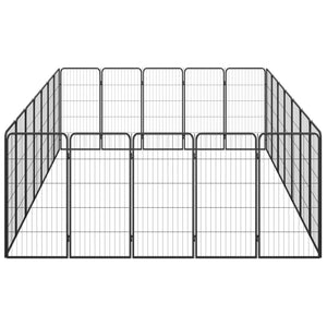 24-tlg. Hundelaufstall Schwarz 50x100cm Stahl Pulverbeschichtet