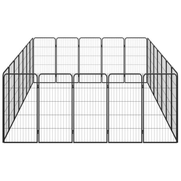 24-tlg. Hundelaufstall Schwarz 50x100cm Stahl Pulverbeschichtet