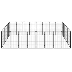 28-tlg. Hundelaufstall Schwarz 50x100cm Stahl Pulverbeschichtet