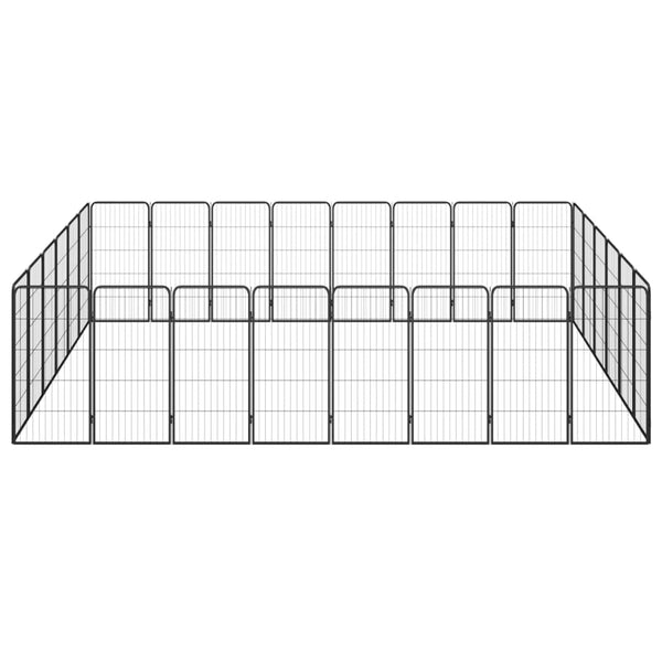 28-tlg. Hundelaufstall Schwarz 50x100cm Stahl Pulverbeschichtet