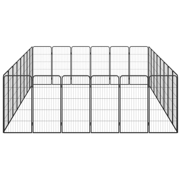 28-tlg. Hundelaufstall Schwarz 50x100cm Stahl Pulverbeschichtet