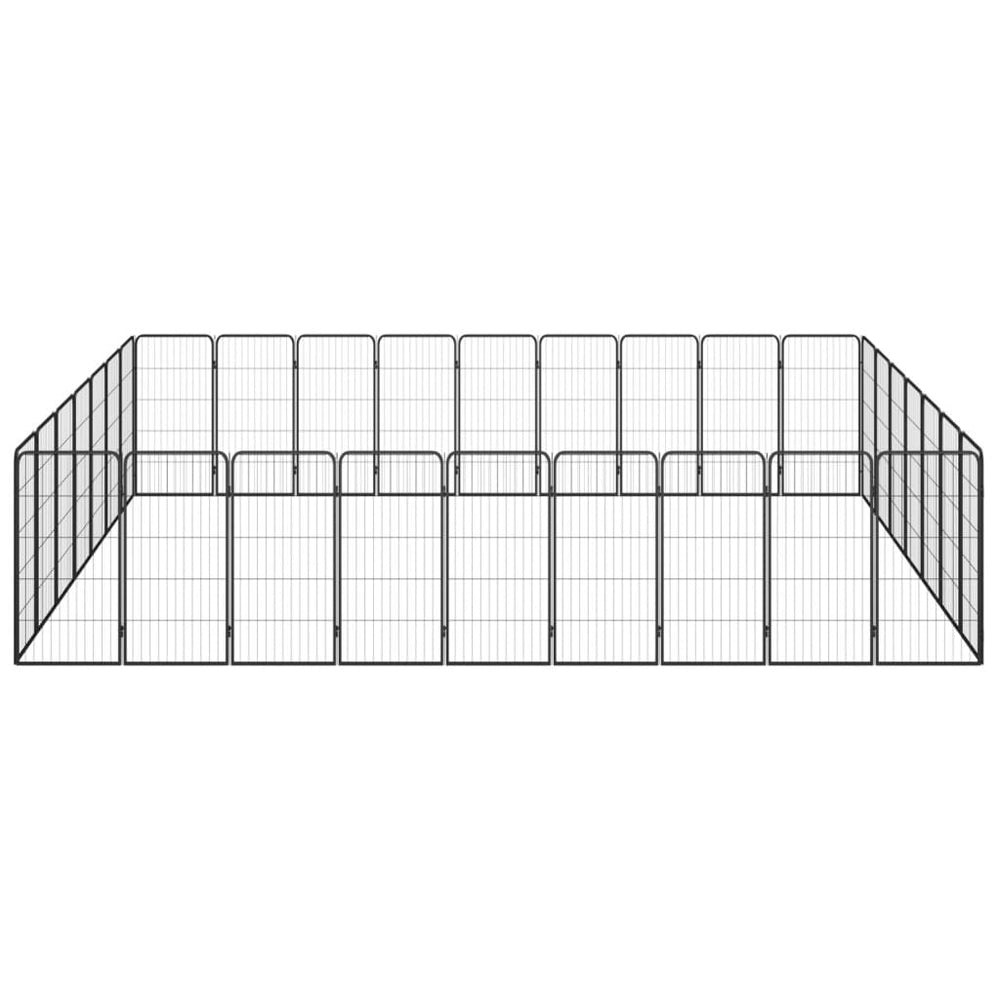 32-tlg. Hundelaufstall Schwarz 50x100cm Stahl Pulverbeschichtet