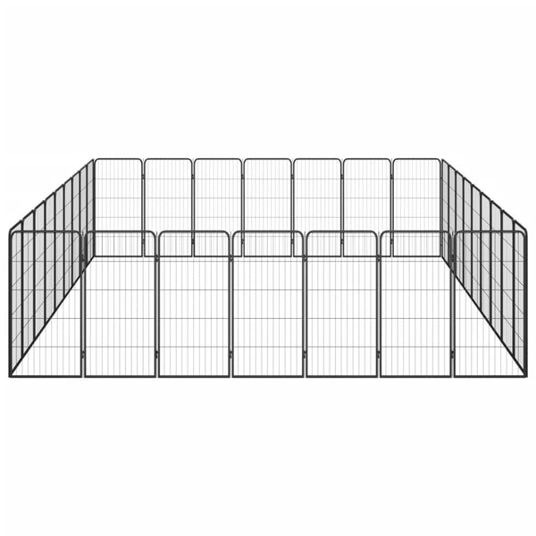 32-tlg. Hundelaufstall Schwarz 50x100cm Stahl Pulverbeschichtet