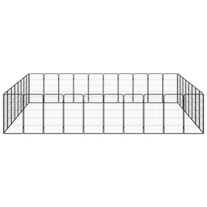 36-tlg. Hundelaufstall Schwarz 50x100cm Stahl Pulverbeschichtet