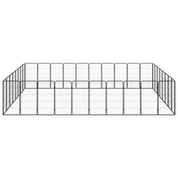 36-tlg. Hundelaufstall Schwarz 50x100cm Stahl Pulverbeschichtet