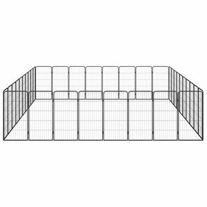 36-tlg. Hundelaufstall Schwarz 50x100cm Stahl Pulverbeschichtet