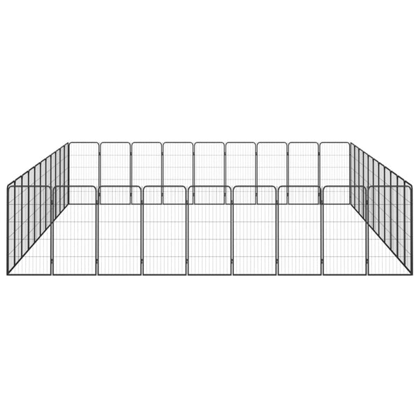 40-tlg. Hundelaufstall Schwarz 50x100cm Stahl Pulverbeschichtet
