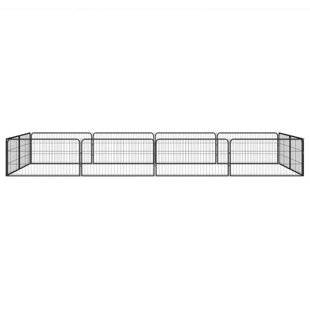12-tlg. Hundelaufstall Schwarz 100x50cm Stahl Pulverbeschichtet