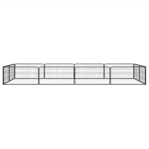 12-tlg. Hundelaufstall Schwarz 100x50cm Stahl Pulverbeschichtet